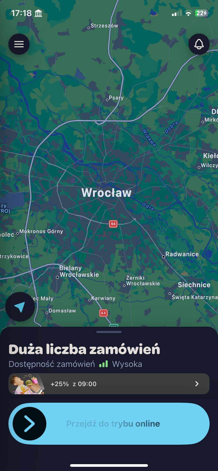 Aplikacja Wolt dla kuriera: tryb online, mapa popytu i Boost