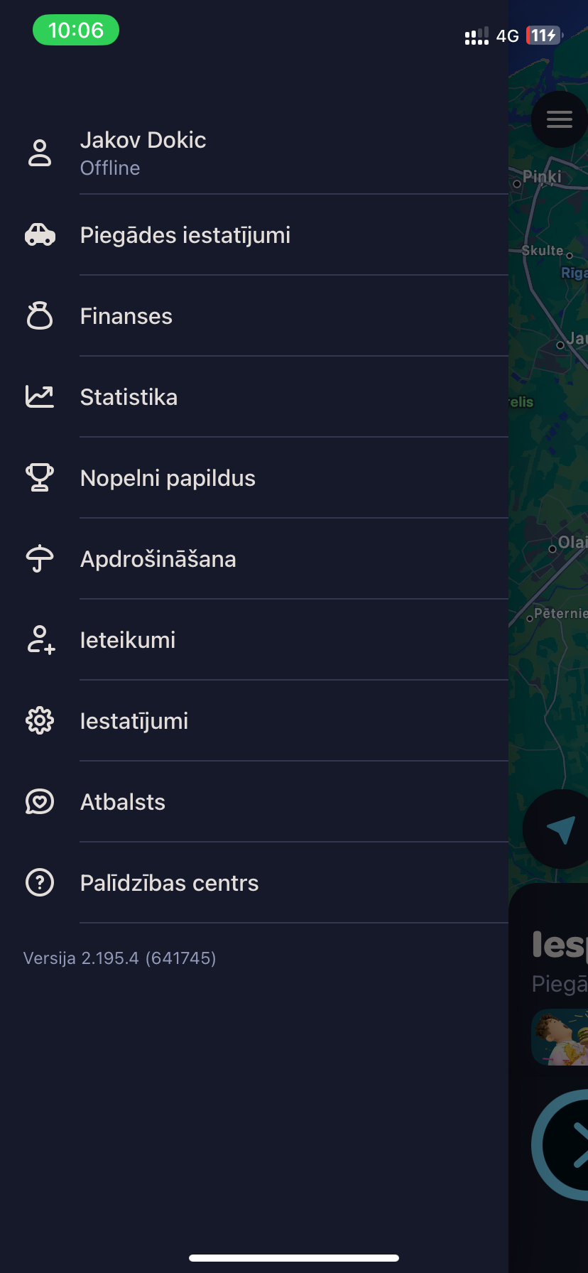 Wolt Partner App izvēlne Latvijā ar finansēm, statistiku, papildu peļņu, apdrošināšanu un atbalstu