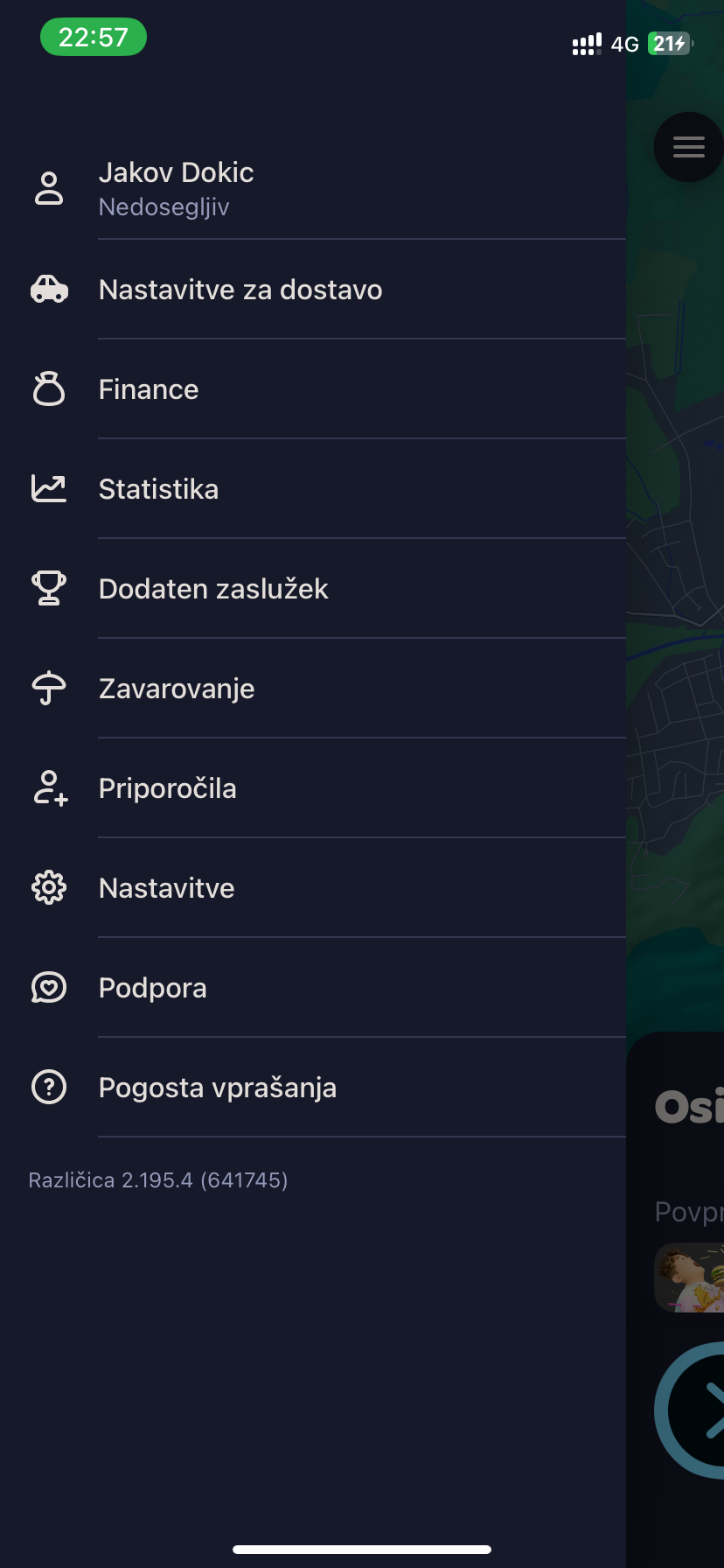 Meni Wolt Partner App s financami, statistiko, dodatnim zaslužkom, zavarovanjem in podporo